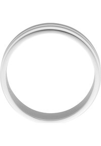 Polierter Silberring mit einem glatten, runden Band. Verfügt über eine subtile, doppelte Linienakzentuierung am äußeren Rand.