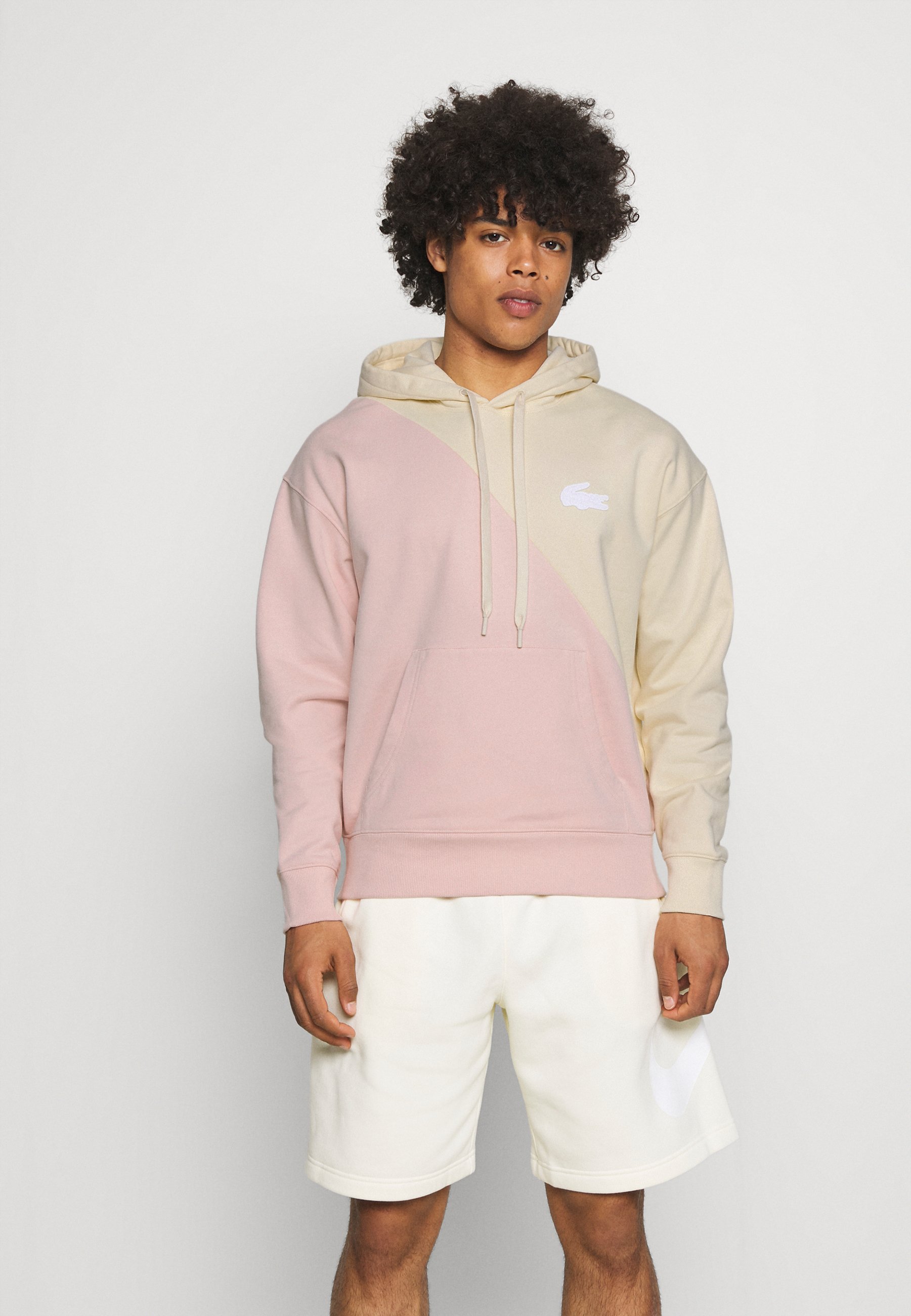 Hombre Sudadera unisex Lacoste LIVE loose fit de felpa de vellón color  block Beige / Blanco | Sudaderas Lacoste « Extrabalon