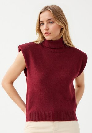 REGULAR FIT POLO NECK SWEATER - T-shirt basique - burgundy