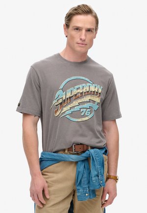 Superdry & Co 70S ROCK GRAPHIC BAND - T-shirt imprimé - dark pebble grey