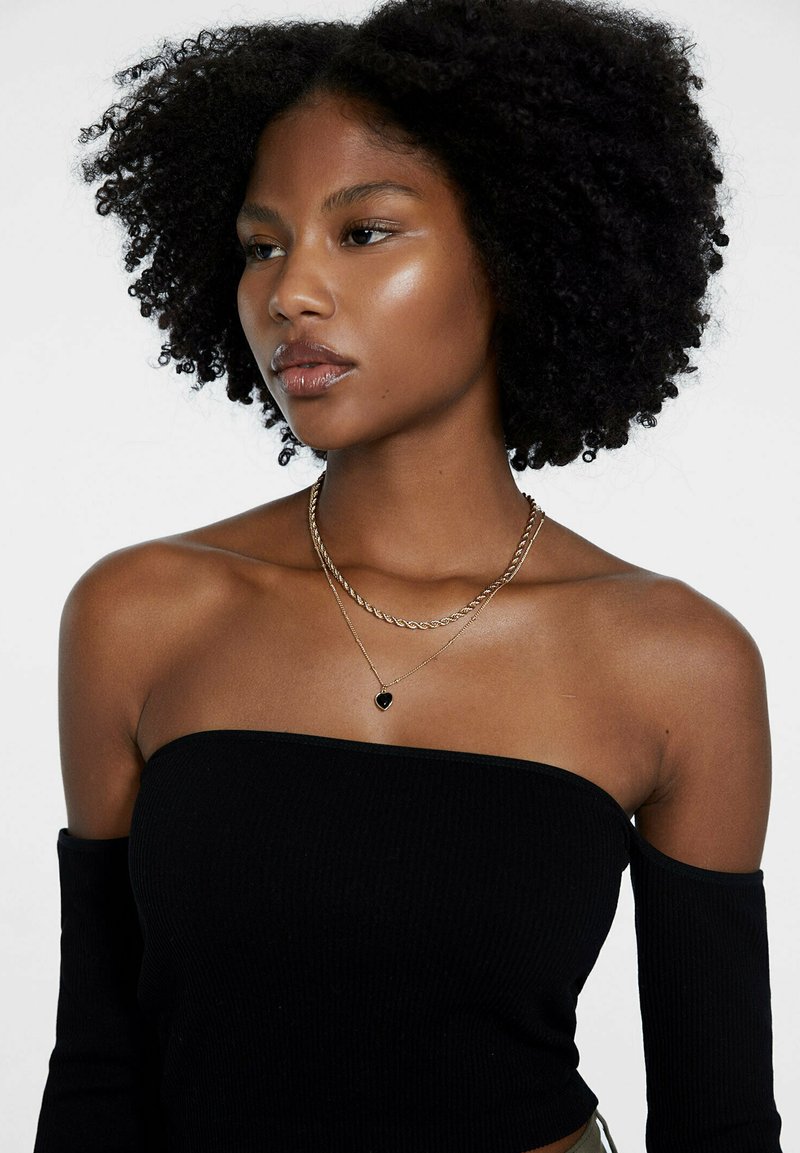 Stradivarius SET OF 4 HEART AND CORD Necklace gold coloured/gold