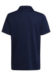 Navyblaues Poloshirt mit klassischem Kragen, kurzen Ärmeln und einem glatten, strukturierten Stoff. Einfaches Design, keine sichtbaren Muster oder Akzente.