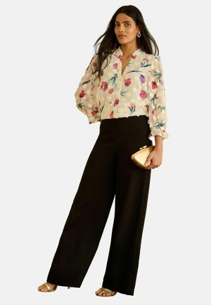 REGULAR FIT - 3D FLORAL NOTCH NECK LONG SLEEVE - Blúzka - ivory printed