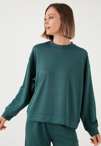 LOOSE FIT - Ikdienas džemperis - dark green melange