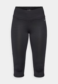 Leggings capri neri realizzati in un tessuto leggero e elastico. Presentano una vita alta e un design delle cuciture liscio per comfort e flessibilità.