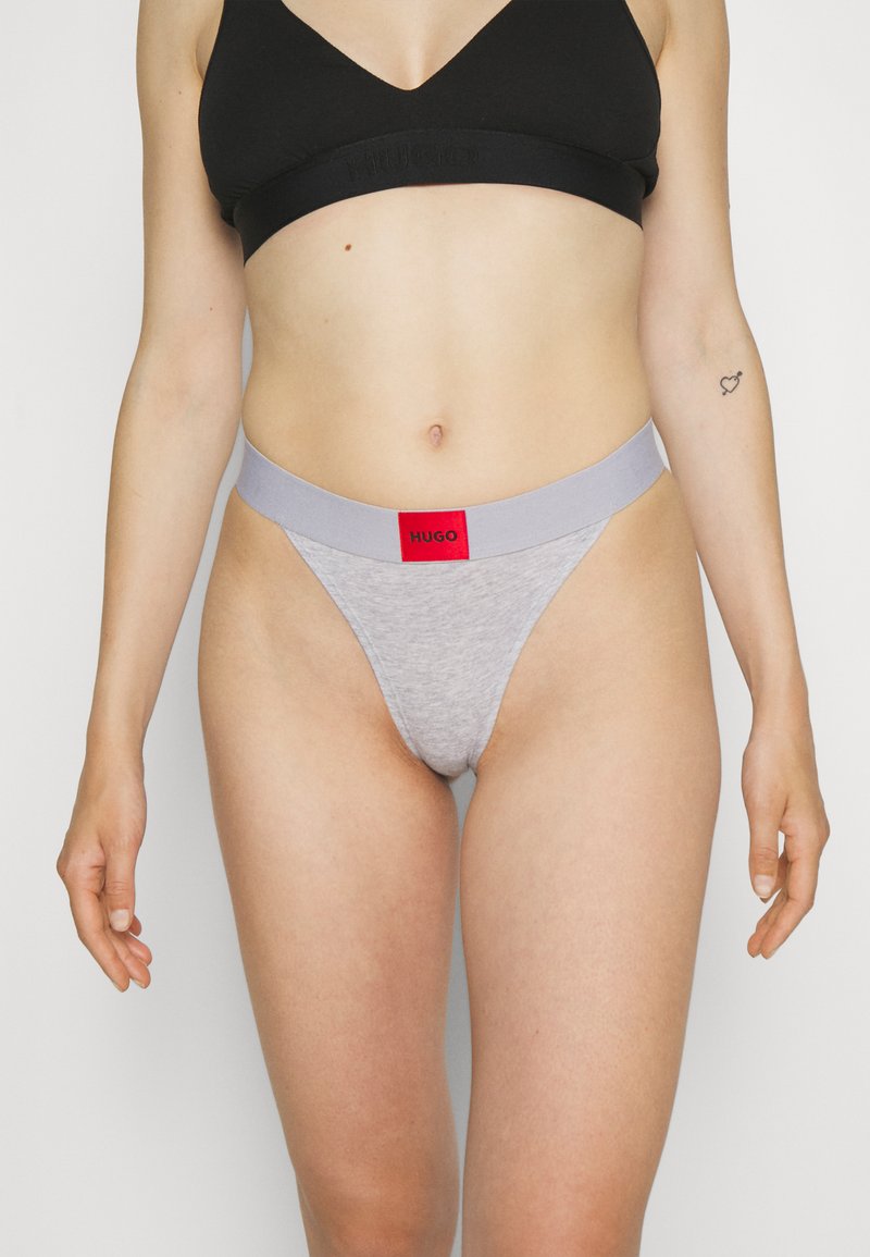 HUGO - LABEL - Thong - medium grey, Enlarge