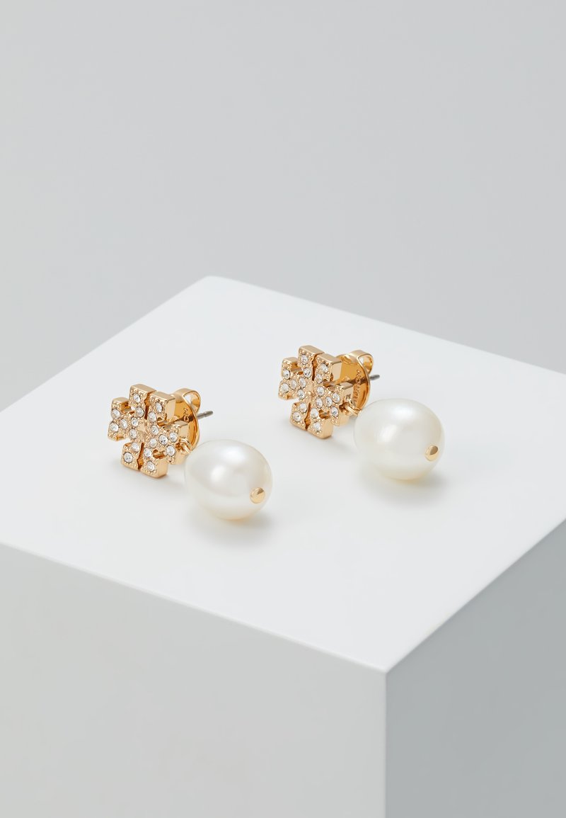 Tory Burch KIRA PAVE PEARL DROP EARRING - Earrings - gold-coloured ...