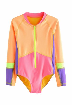 LONG SLEEVED-REGULAR FIT - Badeanzug - orange pink colour block