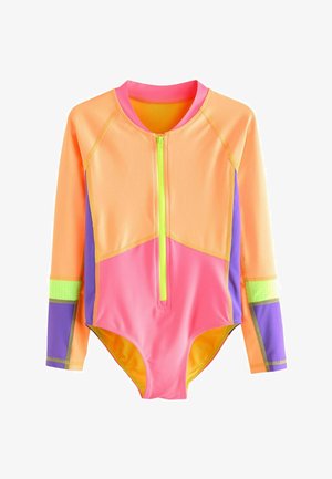Next LONG SLEEVED-REGULAR FIT - Swimsuit - orange pink colour block