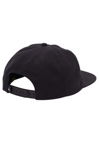 Black baseball cap with a flat brim, adjustable snapback closure, and a textured fabric. No visible logos or patterns on the exterior.