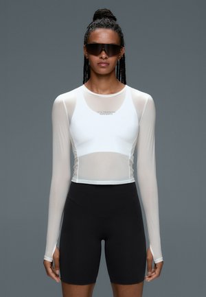 OYSHO, LONG-SLEEVED TECHNICAL T-SHIRT WITH TEXT - Long sleeved top - white
