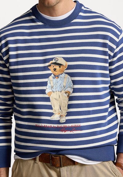 Polo Ralph Lauren Big & Tall POLO BEAR STRIPED FLEECE SWEATSHIRT - Sweatshirt - light navy/deckwash white