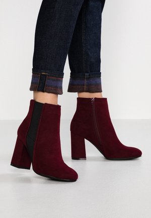 Kotníková obuv na vysokém podpatku - dark red