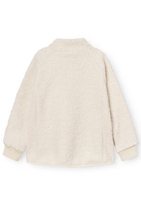 Cremfarbener, strukturierten Fleece-Jacke mit Stehkragen und Raglanärmeln, ausgestattet mit gerippten Bündchen und einem geraden Saum.