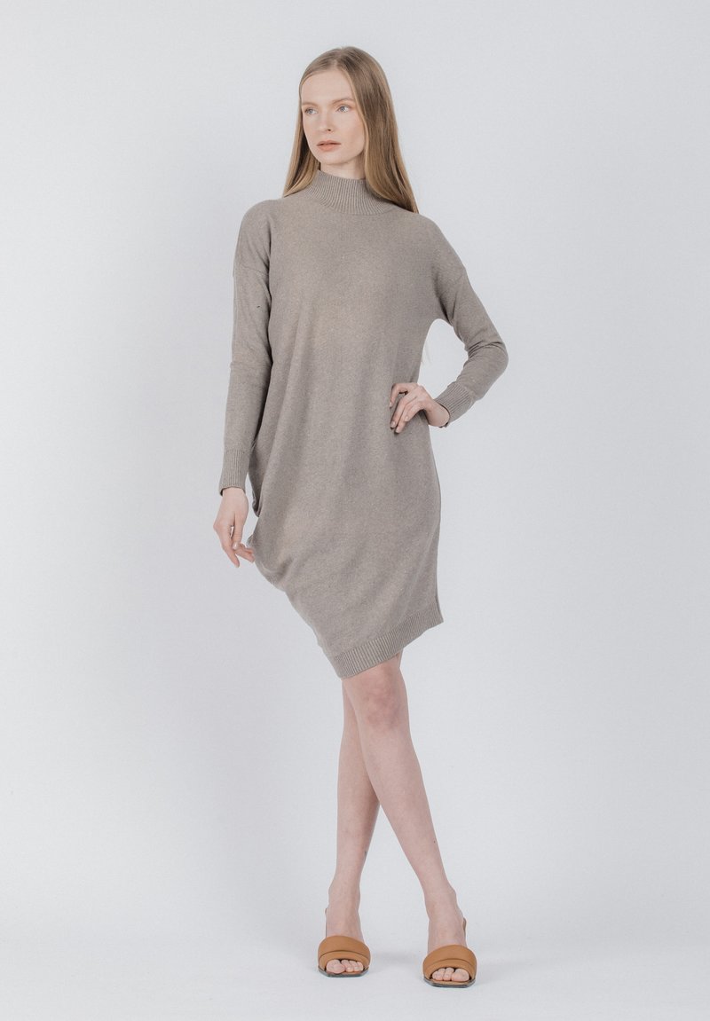 Reet Aus ASYMMETRIC WITH TURTLENECK Jumper dress beige/mottled