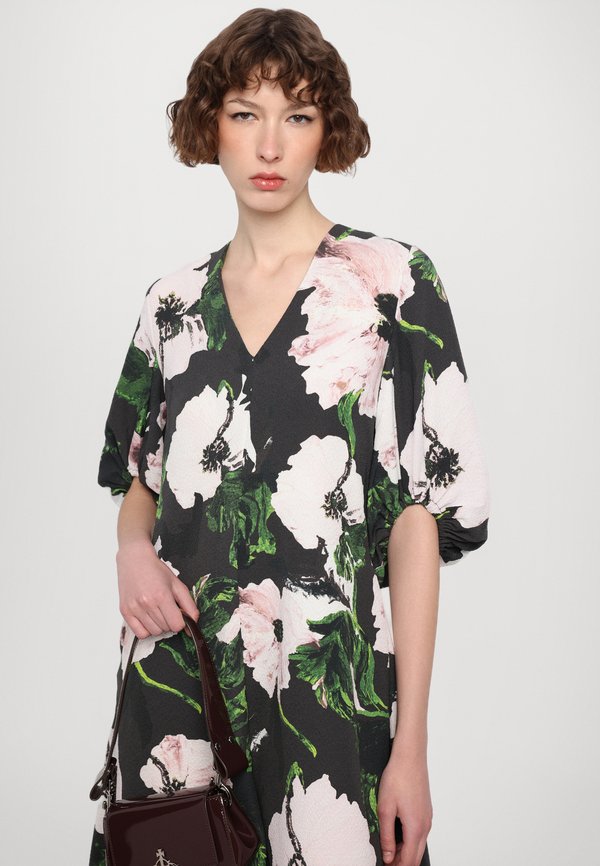 VOLUME SLEEVES MIDI DRESS - Day dress - umber windflower2