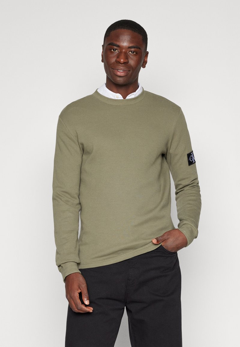 Calvin Klein Jeans WAFFLE TEE - Long sleeved top - dusty olive/green