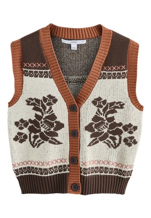 Next, REGULAR FIT - RICH FLORAL BUTTON UP - Cardigan - brown white