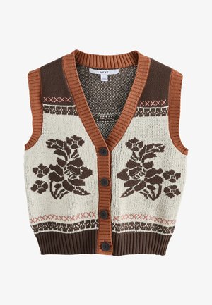 Next, REGULAR FIT - RICH FLORAL BUTTON UP - Cardigan - brown white