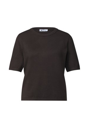 Street One, High-rise barrel leg jeans in a loose fit - T-shirt basique - black coffee