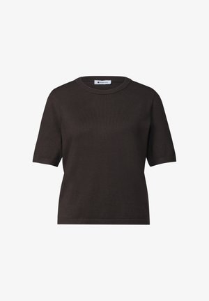Street One, High-rise barrel leg jeans in a loose fit - T-shirts basic - black coffee