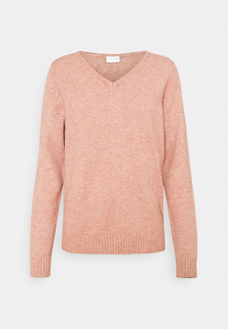 VILA VIRIL L/S V-NECK TOP - Camisola - old rose melange