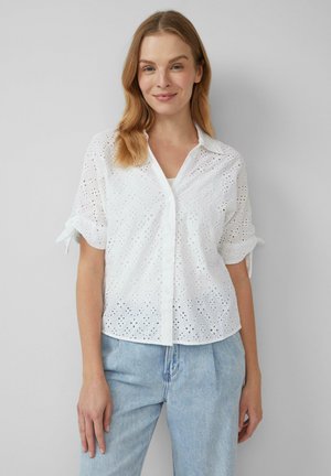 s.Oliver LOCKERE MIT LOCHSTICKEREI UND KNOTENDETAIL - Button-down blouse - weiß