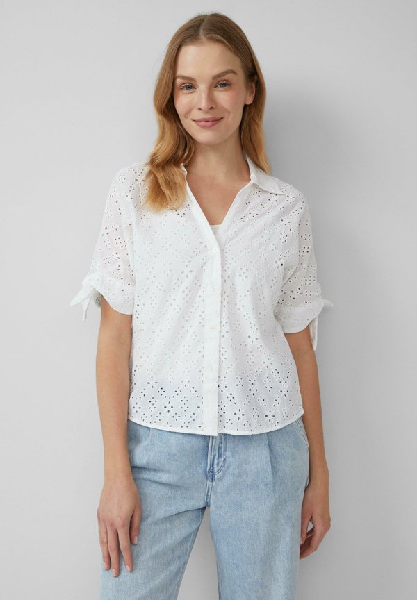 LOCKERE MIT LOCHSTICKEREI UND KNOTENDETAIL - Hemdbluse - weiß