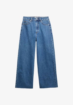 Marks & Spencer, HIGH WAISTED CROPPED - Wide leg - medium indigo