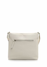 Leren crossbodytas in lichtbeige met een gestructureerd oppervlak, enkele verstelbare schouderband en een voorzak met rits voor veilige opslag.