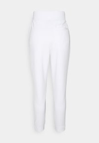 Witte sweatpants met een zachte textuur, elastische tailleband, aangesloten manchetten en een enkele achterzak. Eenvoudig en minimalistisch ontwerp.