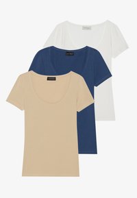 3 PACK - T-paita - dark denim/cloud dancer/irish cream
