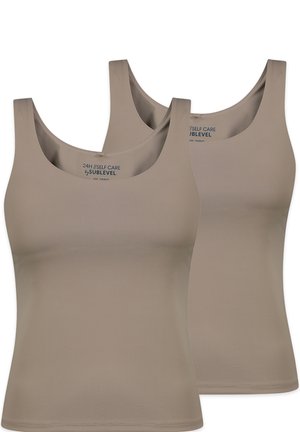 Sublevel, ÄRMELLOSES TOP RUNDHALSAUSSCHNITT 2ER-SET REGULAR FIT - Top - braun