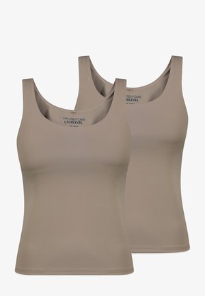 Sublevel, ÄRMELLOSES TOP RUNDHALSAUSSCHNITT 2ER-SET REGULAR FIT - Top - braun