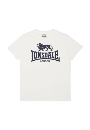 Lonsdale, LONSDALE HERREN T-SHIRT NORMALE PASSFORM LOGO - T-Shirt print - ecru dark navy