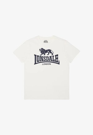 Lonsdale, LONSDALE HERREN T-SHIRT NORMALE PASSFORM LOGO - T-Shirt print - ecru dark navy