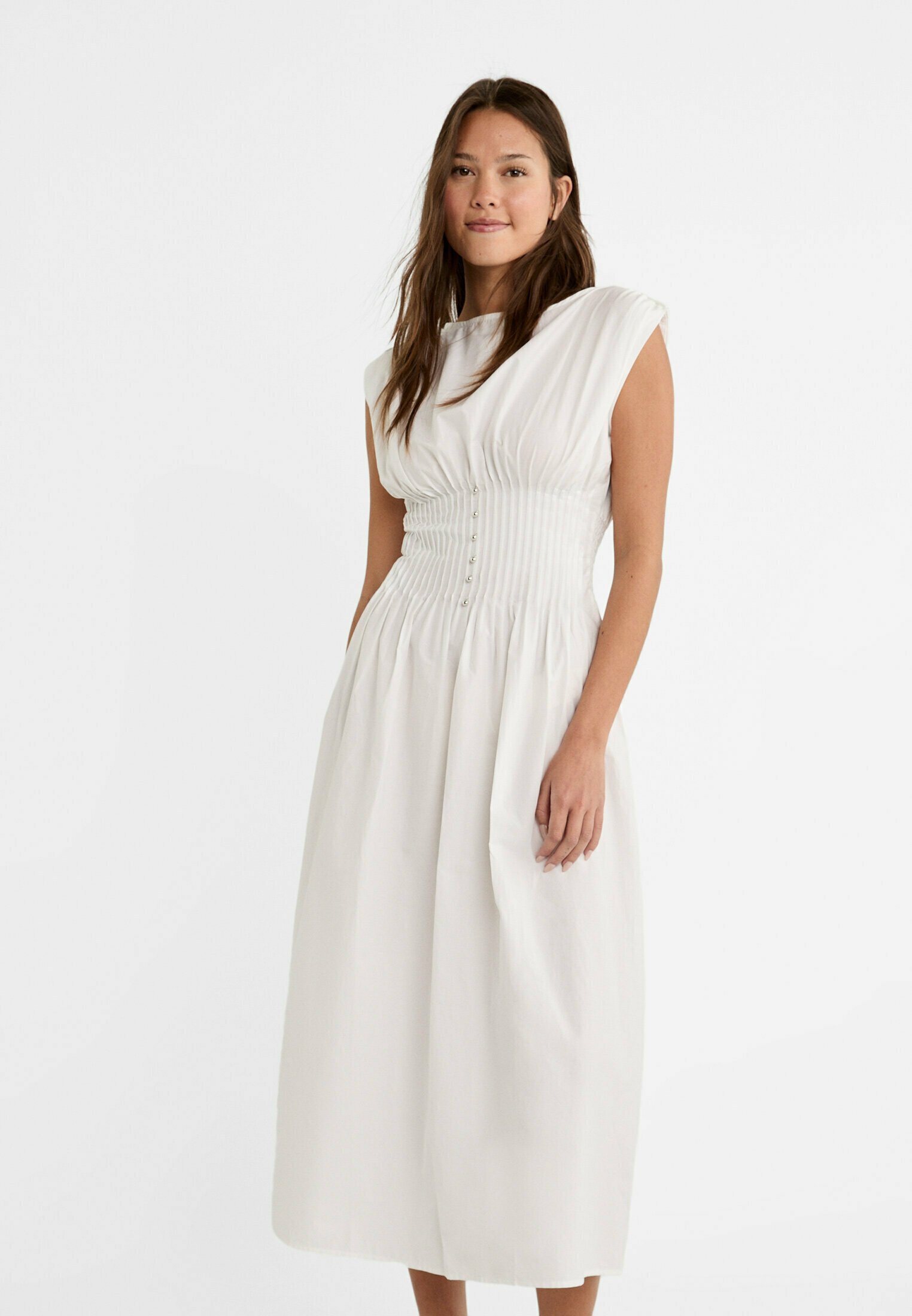stradivarius pleated dress Stradivarius Ladies Pleated Dress Black With White Spots Size M BNWT