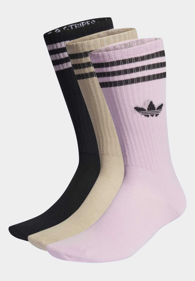 adidas Originals - HIGH CREW SOCK UNISEX 3 PACK - Zeķes - black/beige/orchid fusion, Palielināt