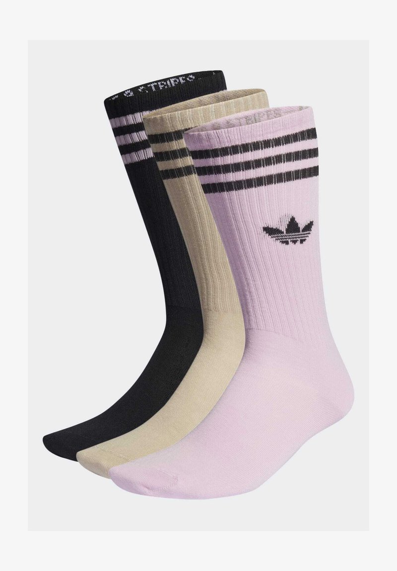adidas Originals HIGH CREW SOCK UNISEX 3 PACK - Meias - black/beige/orchid fusion