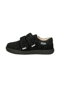 Sneaker nera con superficie testurizzata caratterizzata da un motivo maculato. Progettata con due cinturini in Velcro e un interno imbottito. Suola in gomma.