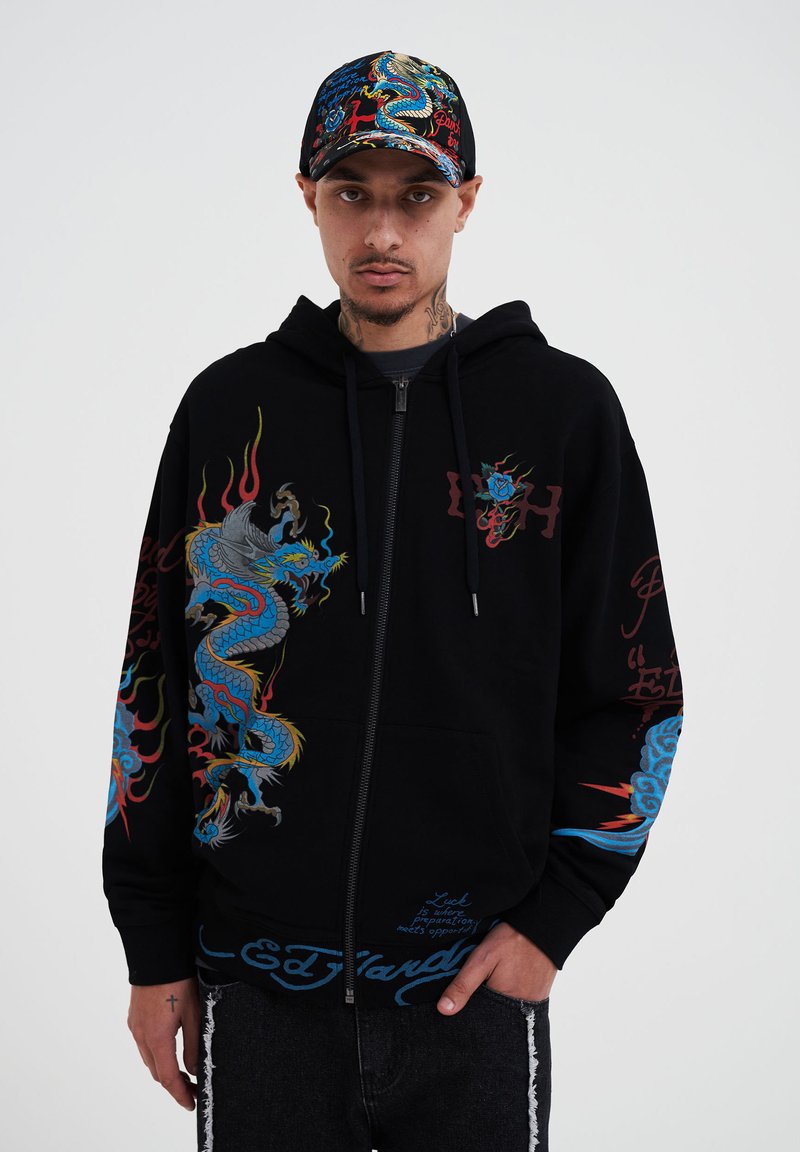 Ed Hardy DOUBLE BATTLE DRAG THRU - Felpa con zip - black
