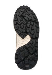 Suola in gomma nera con tacchettature square-shaped testurizzate per una buona aderenza, caratterizzata da un intersuola color crema e da una silhouette liscia e curva.