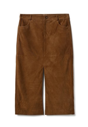 REGULAR FIT  - Pantaloni di pelle - tobacco brown