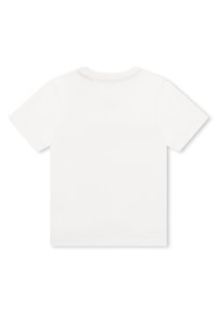 Witte katoenen t-shirt met korte mouwen, een ronde hals, en een gladde textuur. Heeft een plain achterkant zonder zichtbare labels of ontwerpen.