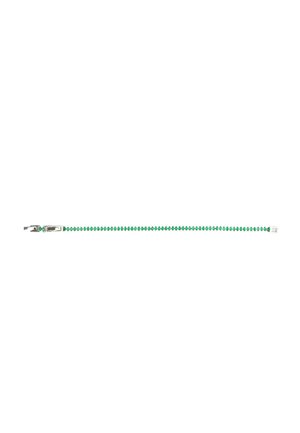 Bracciale di perline verdi con hardware in argento e chiusura sicura, caratterizzato da un motivo uniforme e una superficie liscia in tutto il suo sviluppo.