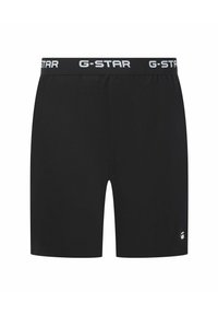 Schwarze Boxershorts aus weichem Stoff mit einem elastischen Bund, auf dem das G-STAR-Logo in Weiß abgebildet ist. Klassische Form ohne Muster oder Akzente.