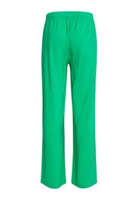 Grüne, leichte, weit geschnittene Hose mit elastischem Bund und glatter Textur. Sie verfügt über eine einfarbige Gestaltung und ein lässiges Schnittdesign.