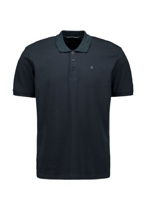 Marineblauwe poloshirt van zacht katoen. Beschikt over een klassieke kraag, een placket met drie knopen en een subtiel logo op de linkerborst.