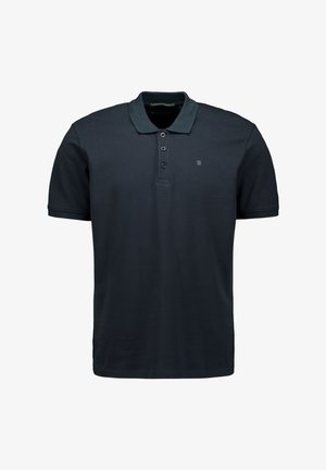 Marineblauwe poloshirt van zacht katoen. Beschikt over een klassieke kraag, een placket met drie knopen en een subtiel logo op de linkerborst.
