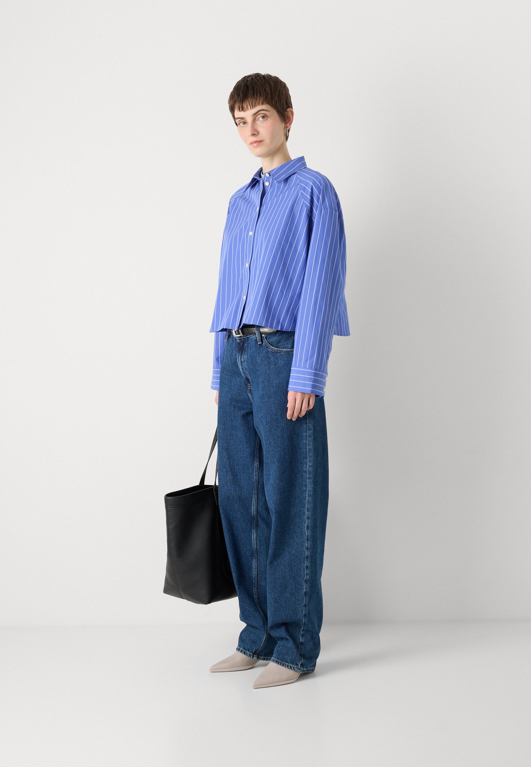 Calvin Klein Jeans STRIPE BOXY CROPPED SHIRT - Button-down blouse